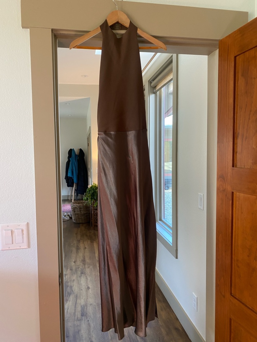Vince Brown Two-Tone Maxi Dress